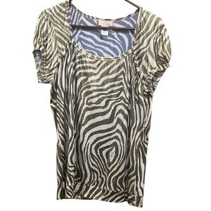 Baby Phat Brown and Cream Flutter Sleeve Blouse